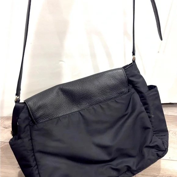 TORY BURCH Thea Black Nylon Pebble Leather Bag - Picture 11 of 13